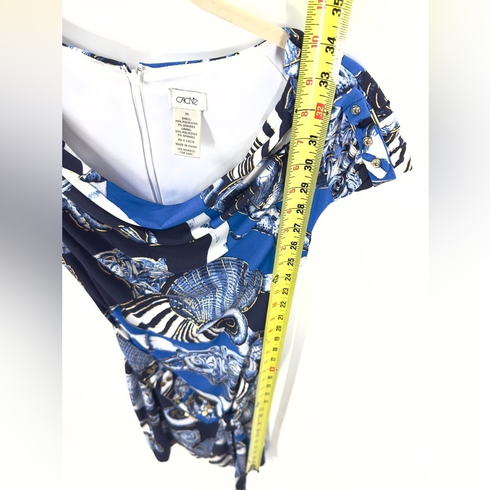 Vintage Cache Dress Womens XS Nautical Beach Y2K Whimsy Coastal Stretch Seashell - Picture 9 of 10